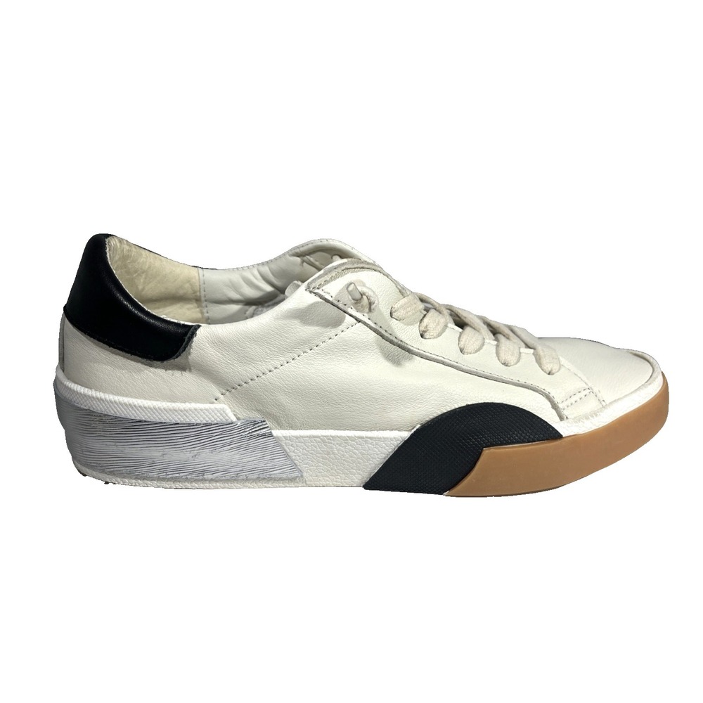 Dolce Vita DV Women's Zina White Black Silver Low Top Leather Sneakers 6.5 NWOB